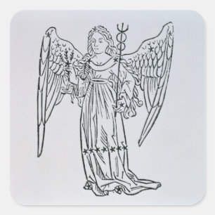 Pegatina Cuadrada Virgo (la Virgen) un ilustracion del Poeti