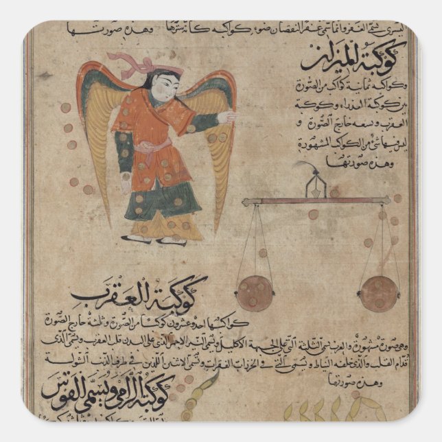 Pegatina Cuadrada Virgo, Libra y Scorpio (Anverso)