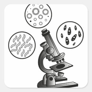 Pegatina Cuadrada Virus del microscopio