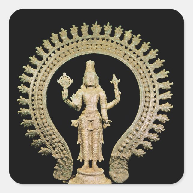 Pegatina Cuadrada Vishnu, Late Chola (Anverso)
