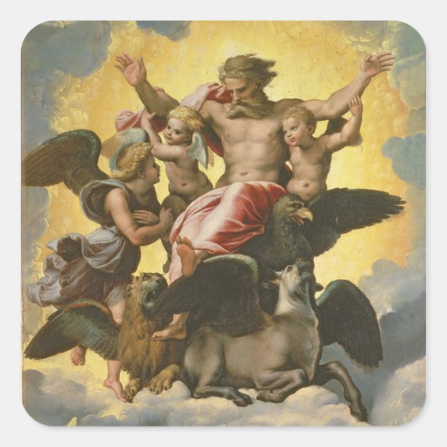 Pegatina Cuadrada Visión de Ezekiel, c.1518 (Anverso)