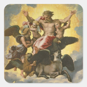 Pegatina Cuadrada Vision de Ezekiel, c.1518