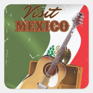 Pegatina Cuadrada Visita al poster de viajes vintage de México