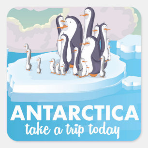 Pegatina Cuadrada Visita Antártida Póster de viaje vintage
