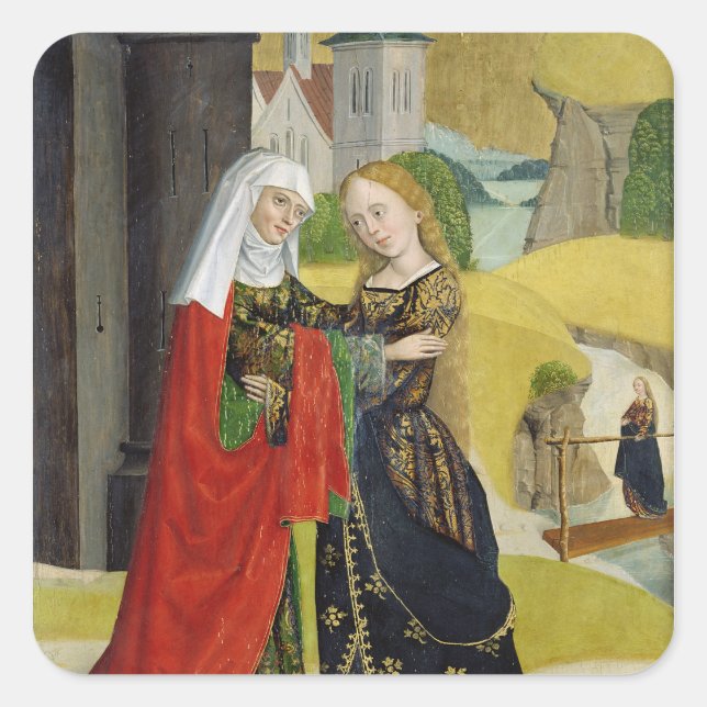 Pegatina Cuadrada Visita desde el Altar de la Cúpula, 1499 (Anverso)