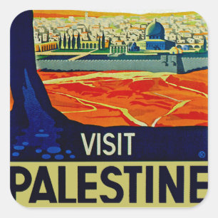 Pegatina Cuadrada Visita Palestina
