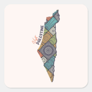 Pegatina Cuadrada Visita Palestina: Patrimonio dentro del mapa