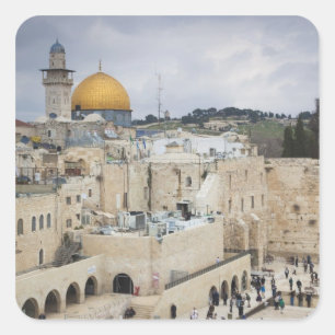 Pegatina Cuadrada Visitantes, Western Wall Plaza y Cúpula de la Roc