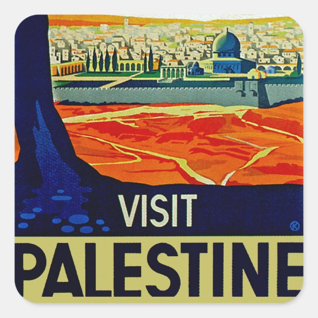 Pegatina Cuadrada Visitar Palestina (Anverso)