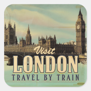 Pegatina Cuadrada Visite el afiche de la época de Londres