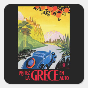 Pegatina Cuadrada Visitez La Grece en Auto