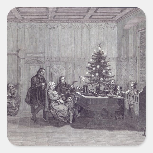 Pegatina Cuadrada Víspera de navidades en Alemania (Anverso)