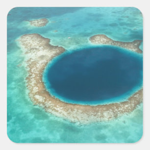 Pegatina Cuadrada Vista aérea de Blue Hole, velero anclado