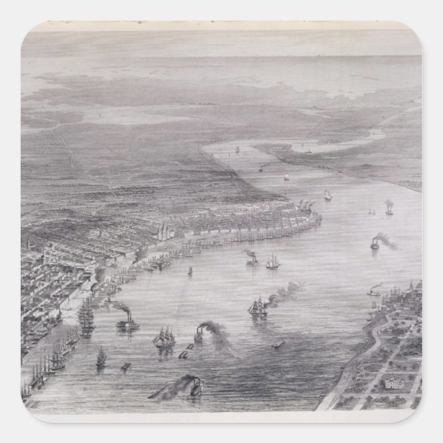 Pegatina Cuadrada Vista aérea de Nueva Orleans (Anverso)