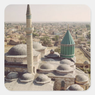 Pegatina Cuadrada Vista aérea del Mevlana Tekke