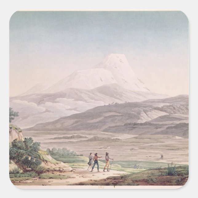 Pegatina Cuadrada Vista de Cajambe (Anverso)