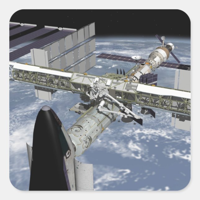 Pegatina Cuadrada Vista de cierre de la base del lanzadera (Anverso)
