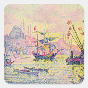 Pegatina Cuadrada Vista de Constantinopla, 1907