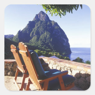 Pegatina Cuadrada Vista de Gros Piton desde Stonefield Estate Villa