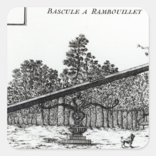 Pegatina Cuadrada Vista de jardín en Rambouillet, de 'Details des N