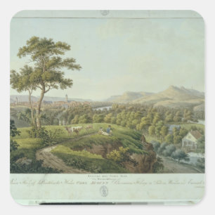 Pegatina Cuadrada Vista de Jena desde Rasenhuehlberg, c.1810