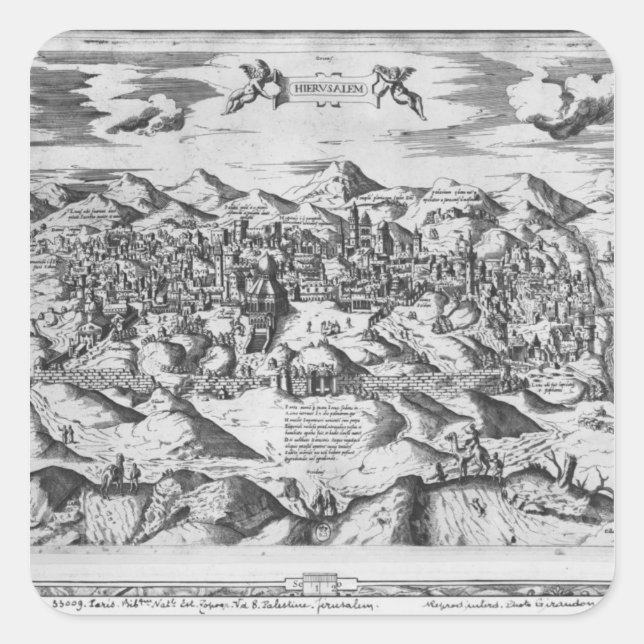Pegatina Cuadrada ¿Vista de Jerusalén, 1570? (Anverso)