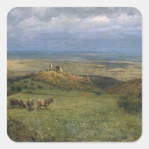 Pegatina Cuadrada Vista de Kronberg en Taunus, Alemania, 1879