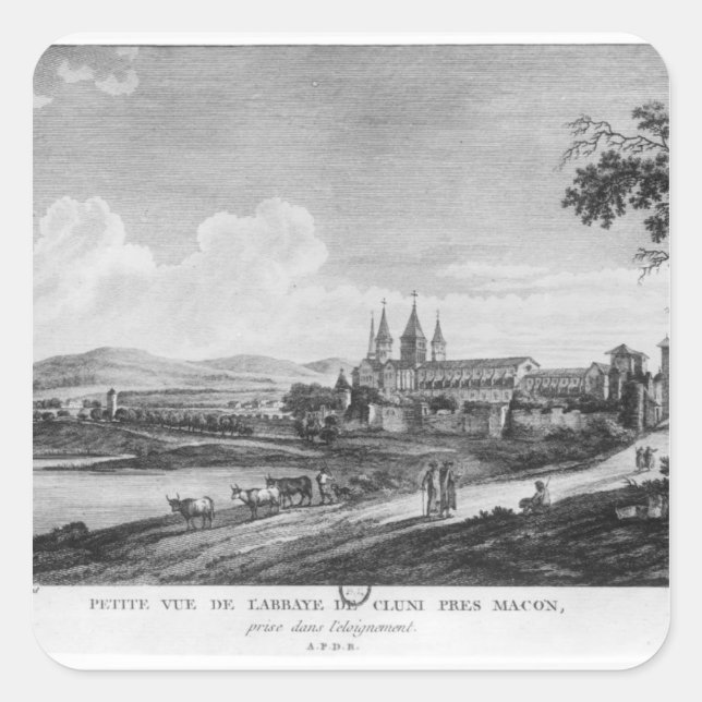 Pegatina Cuadrada Vista de la abadía de Cluny (Anverso)