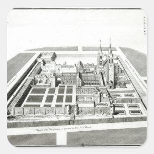 Pegatina Cuadrada Vista de la abadía de Santo-Germán-DES-Pres