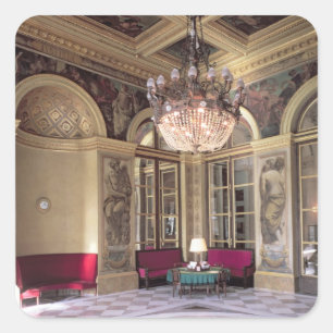 Pegatina Cuadrada Vista de la antecámara con representación alegóric