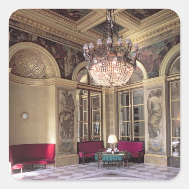 Pegatina Cuadrada Vista de la antecámara con representación alegóric (Anverso)