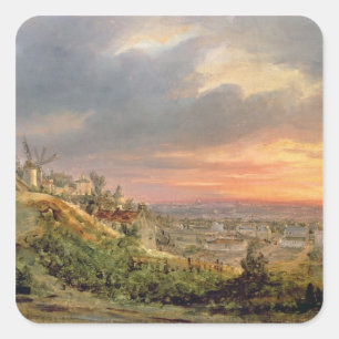 Pegatina Cuadrada Vista de la Butte Montmartre, c.1830