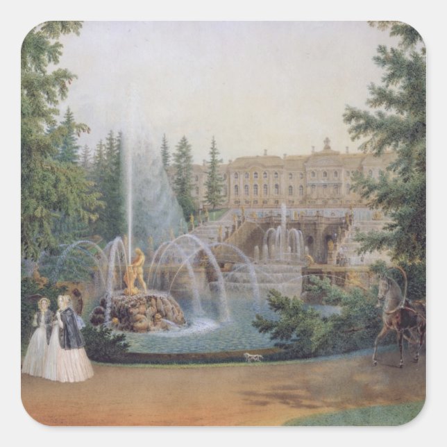 Pegatina Cuadrada Vista de la Cascada de Marly (Anverso)
