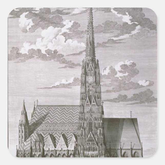 Pegatina Cuadrada Vista de la Catedral de San Esteban (Anverso)