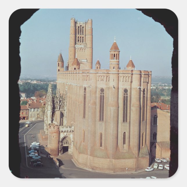 Pegatina Cuadrada Vista de la Catedral de Santa Cecile (Anverso)