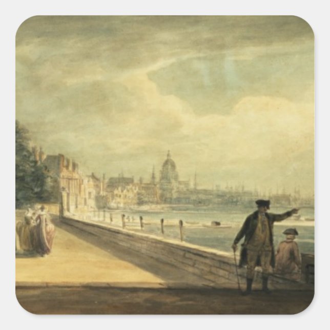 Pegatina Cuadrada Vista de la ciudad (Anverso)