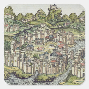 Pegatina Cuadrada Vista de la ciudad emparedada de Constantinopla,