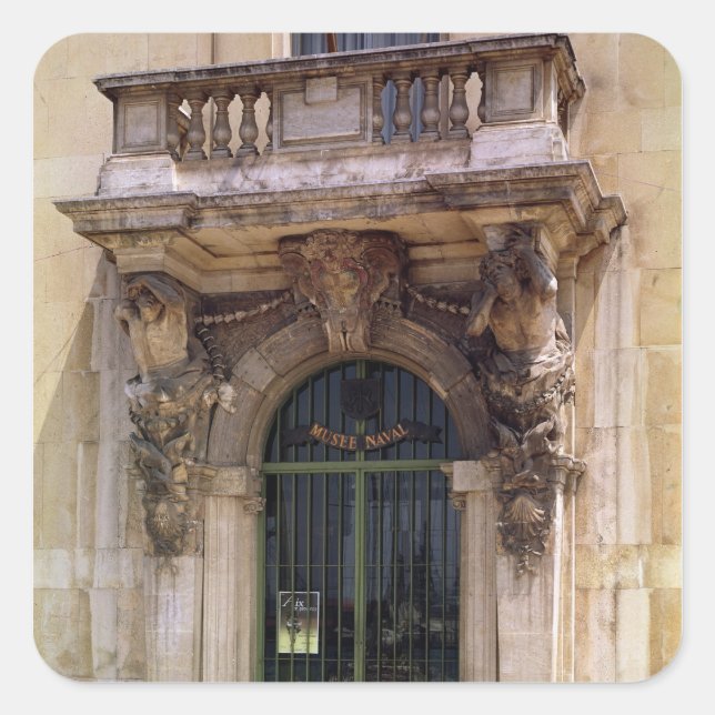 Pegatina Cuadrada Vista de la entrada al museo (Anverso)