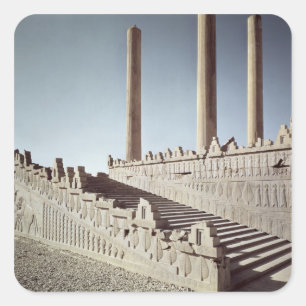 Pegatina Cuadrada Vista de la escalera este de la Apadana