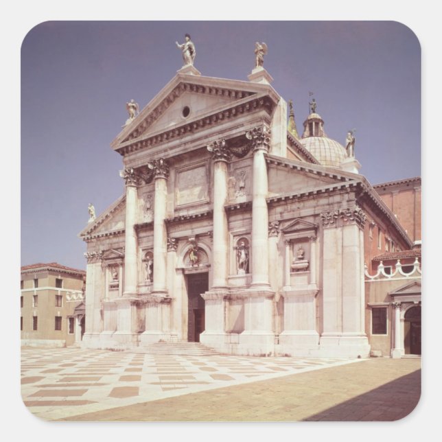 Pegatina Cuadrada Vista de la fachada, construida 1607-11 (Anverso)