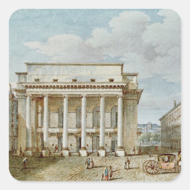 Pegatina Cuadrada Vista de la fachada del teatro italiano (Anverso)