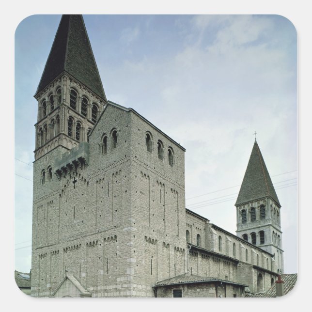 Pegatina Cuadrada Vista de la fachada oeste, siglos X-11 (Anverso)