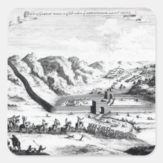 Pegatina Cuadrada Vista de la Gran Muralla (Anverso)