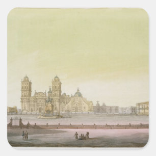 Pegatina Cuadrada Vista de la plaza principal de la Ciudad de México