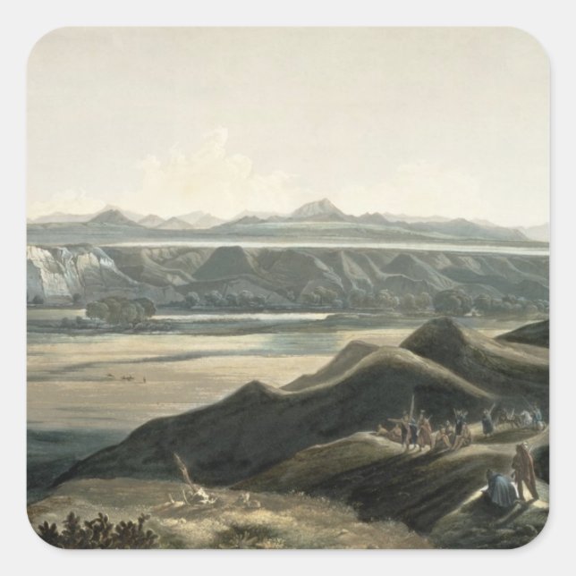 Pegatina Cuadrada Vista de las Montañas Rocosas, placa 44 del Volume (Anverso)