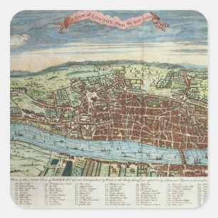 Pegatina Cuadrada Vista de Londres, c.1560