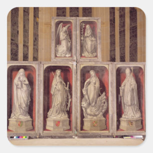 Pegatina Cuadrada Vista de los paneles del altarpiece cerrado