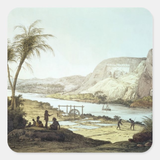 Pegatina Cuadrada Vista de los Templos (Anverso)