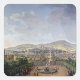 Pegatina Cuadrada Vista de Marino, 1719 (aceite sobre lienzo)