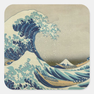 Pegatina Cuadrada Vista de Mt. Fuji 01